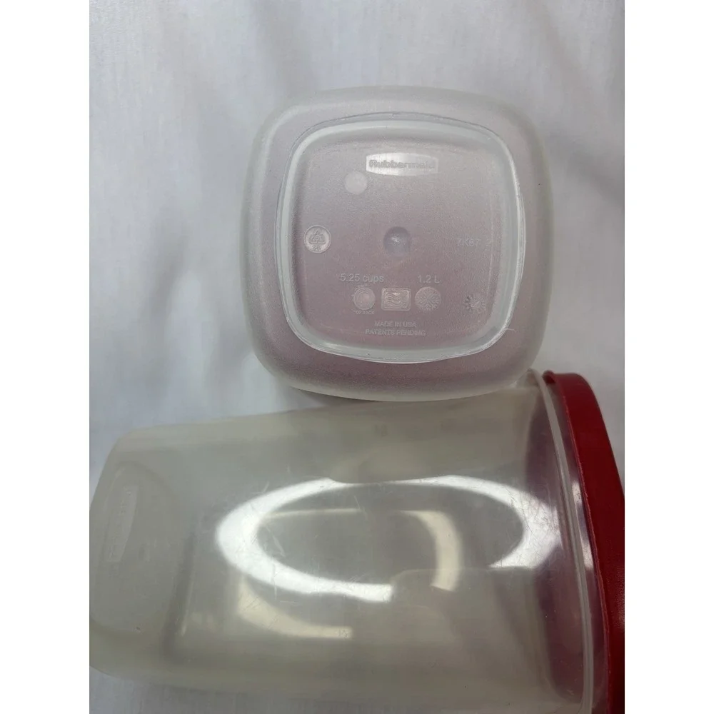 Rubbermaid Storage Container Set 1.2L Rectangular Clear/Red Snap Lid 2pcs